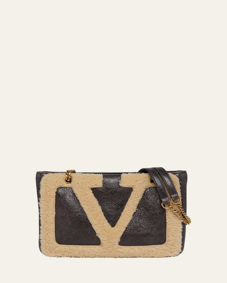 Viva Superstar Small Shearling VLogo Tote Bag